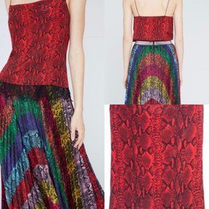 alice + olivia Red Silk Tank Top XS